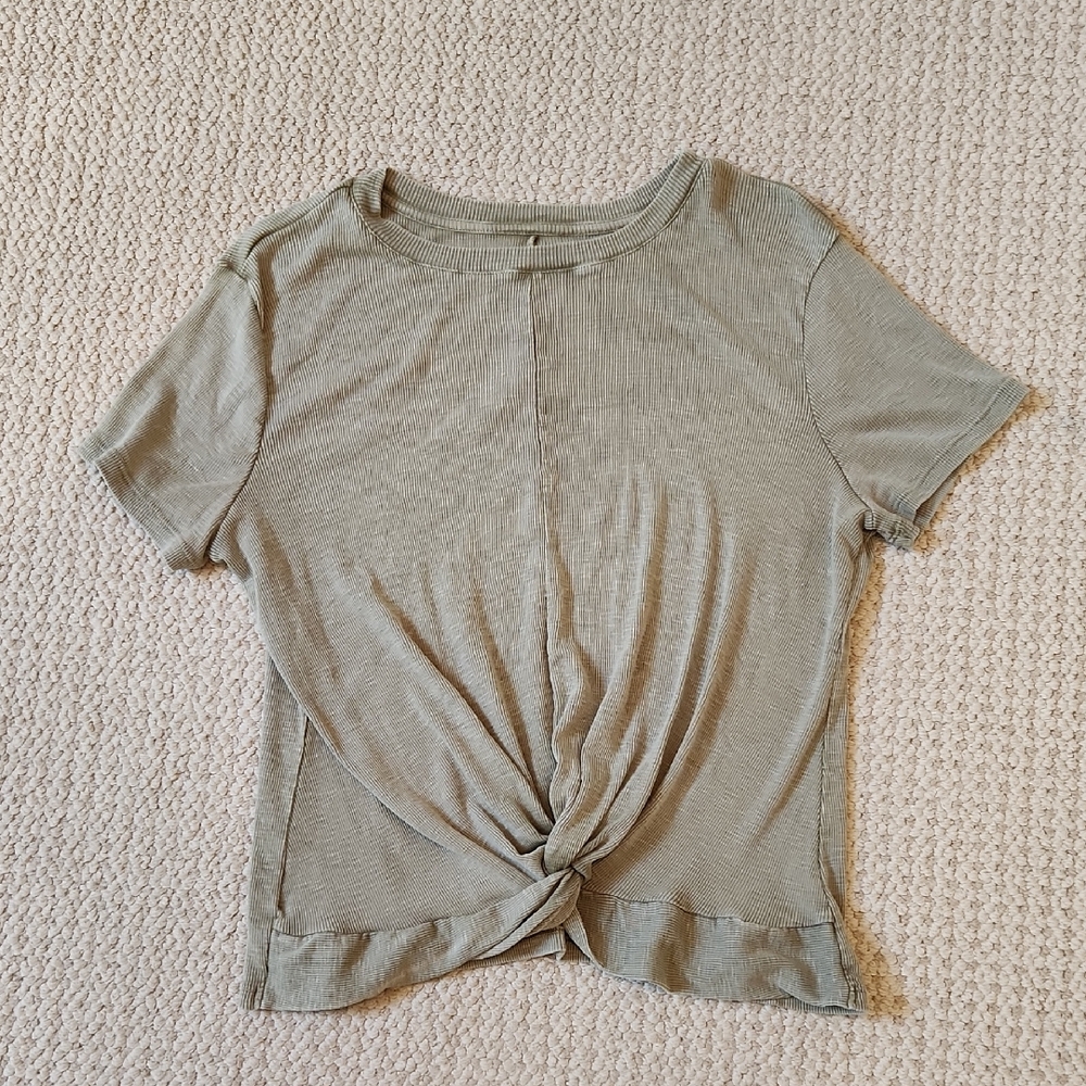True Craft Sage Green Twist Front Tee